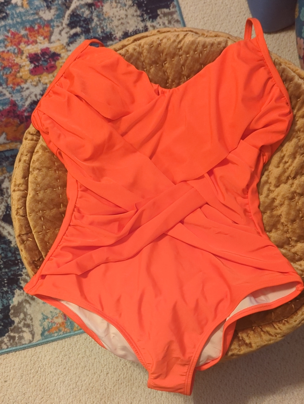 Bright Orange One-Piece Swimsuit - Tummy Contouring